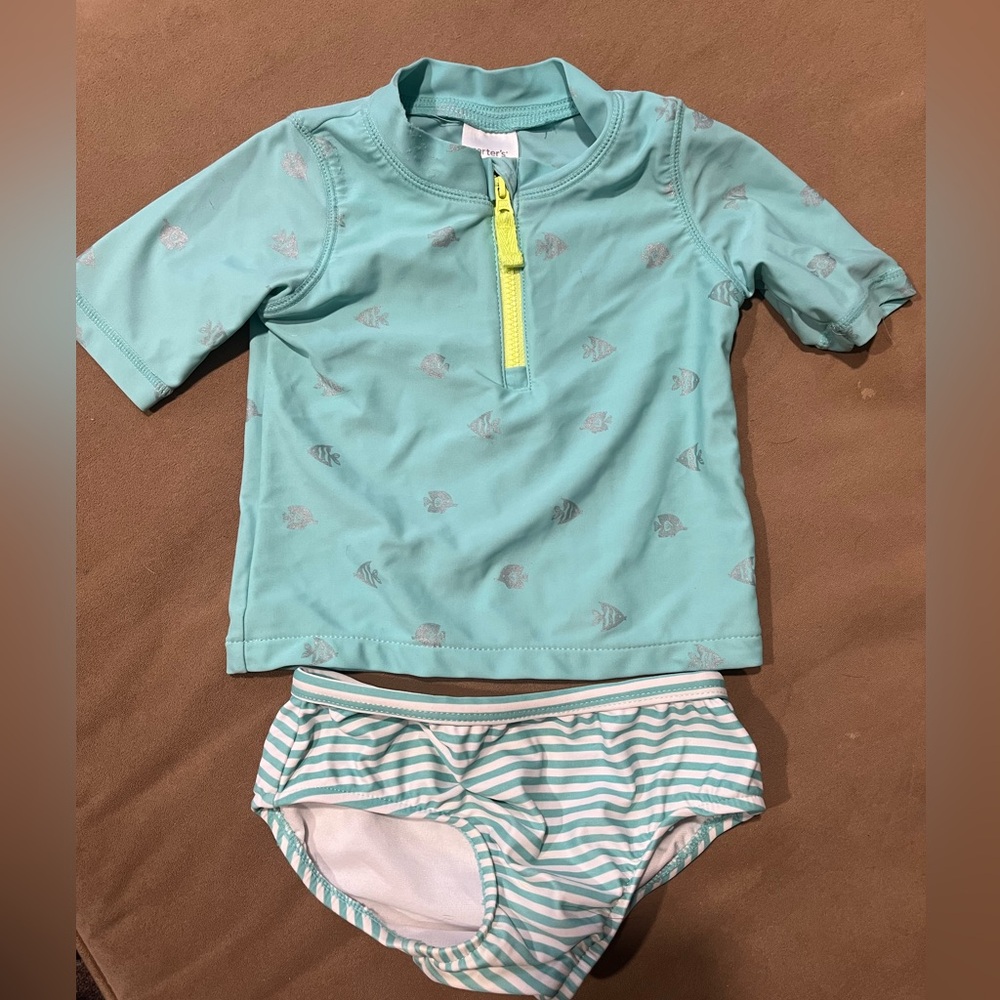 Kids Swim Set in Aqua and Yellow